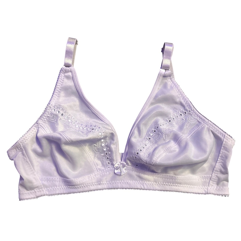Inteco Intimates White Embroidered Soft Cup Full Figure Bra 38D